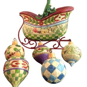Jim Shore Wood Sleigh with ornaments
